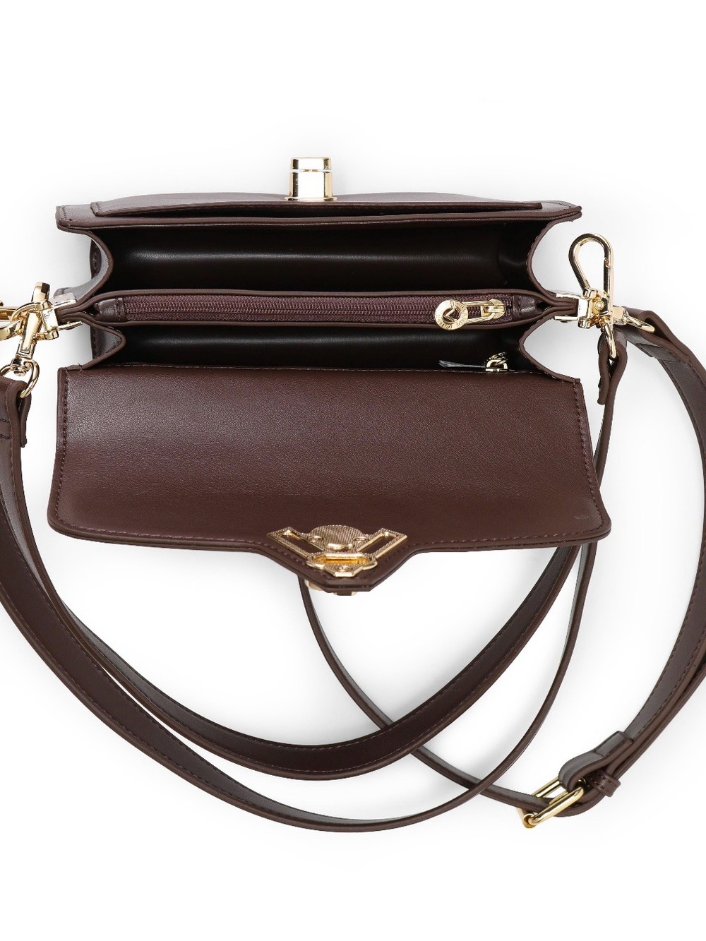 Valentino Orlandi Chocolate Brown Shoulder Crossbody Bag Gold Hardware 2 Way - Picture 6 of 7